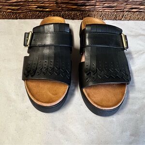 Vionic Womens Splendid Fillmore Black Leather Platform Sandals Size 6.5 Like New